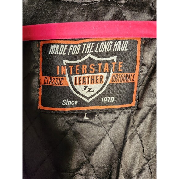 INTERSTATE LEATHER Womens LARGE Lined Biker Motorcycle Jacket Heavy Moto - Picture 13 of 15